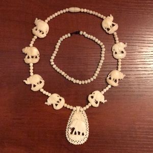 Ivory bone necklace and bracelet